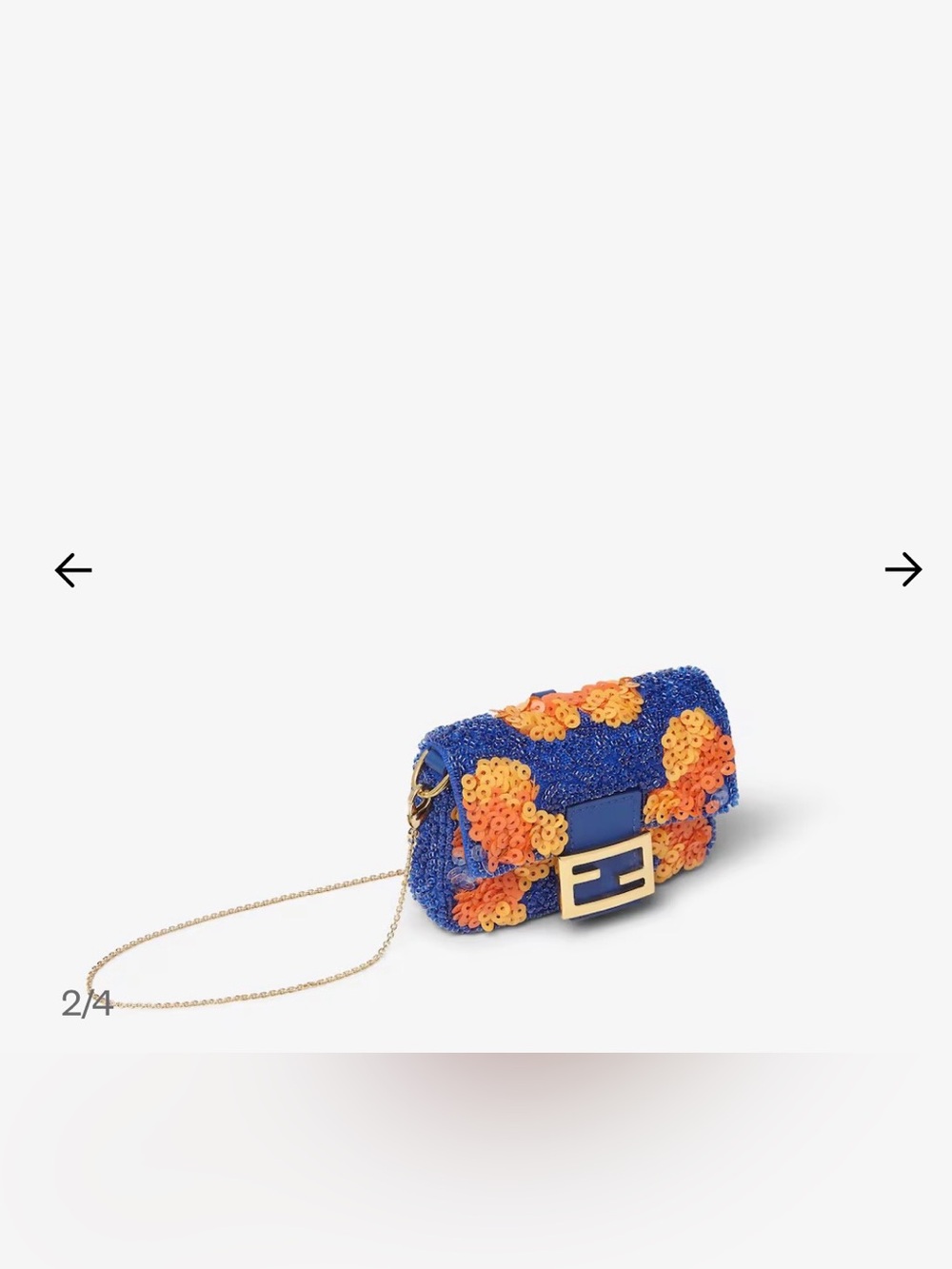 Fendi Mini Baguette Charm - Blue & Orange with Gold Hardware